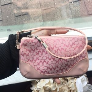 Pink coach signature wristlet